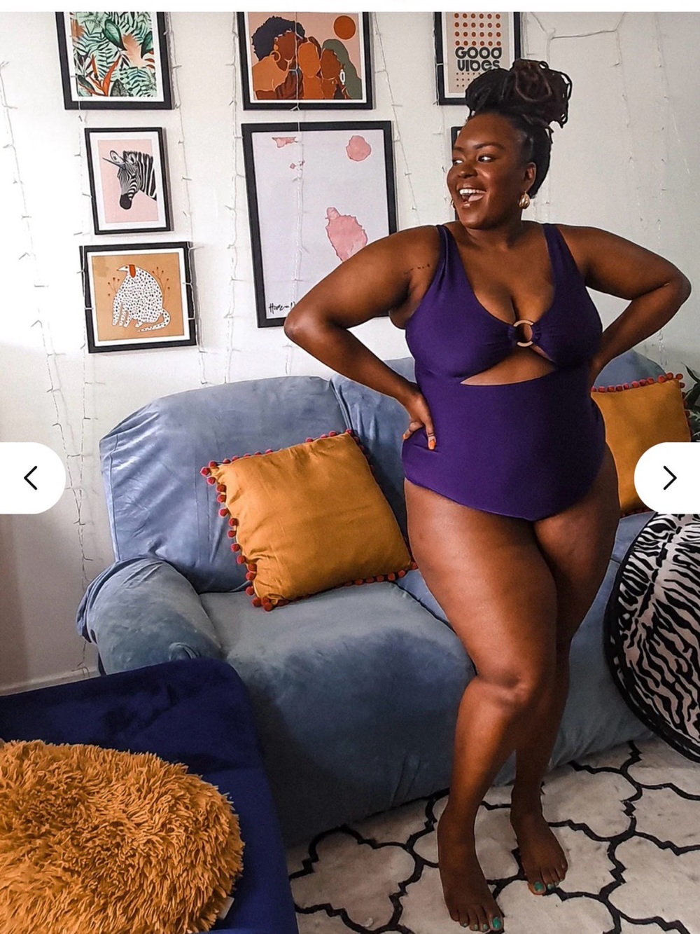 Purple One-Piece Swimsuit with Front Ring Cutout - Women’s Sz 20-22